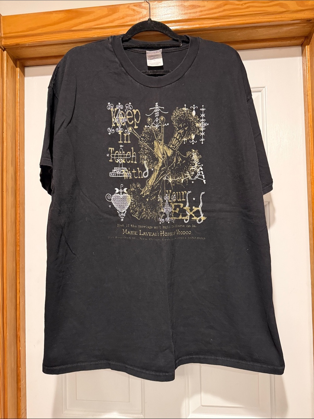 Hanes Black Short-Sleeve Tee with Gold and Silver Voodoo Graphic
